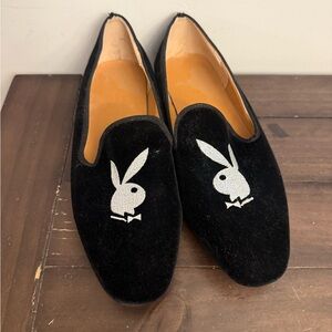 Playboy Velvet Loafers Men’s Size 11 Black Bunny Smoking Slippers Dress Shoes
